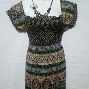 Blue Plate tribal print off shoulder dress